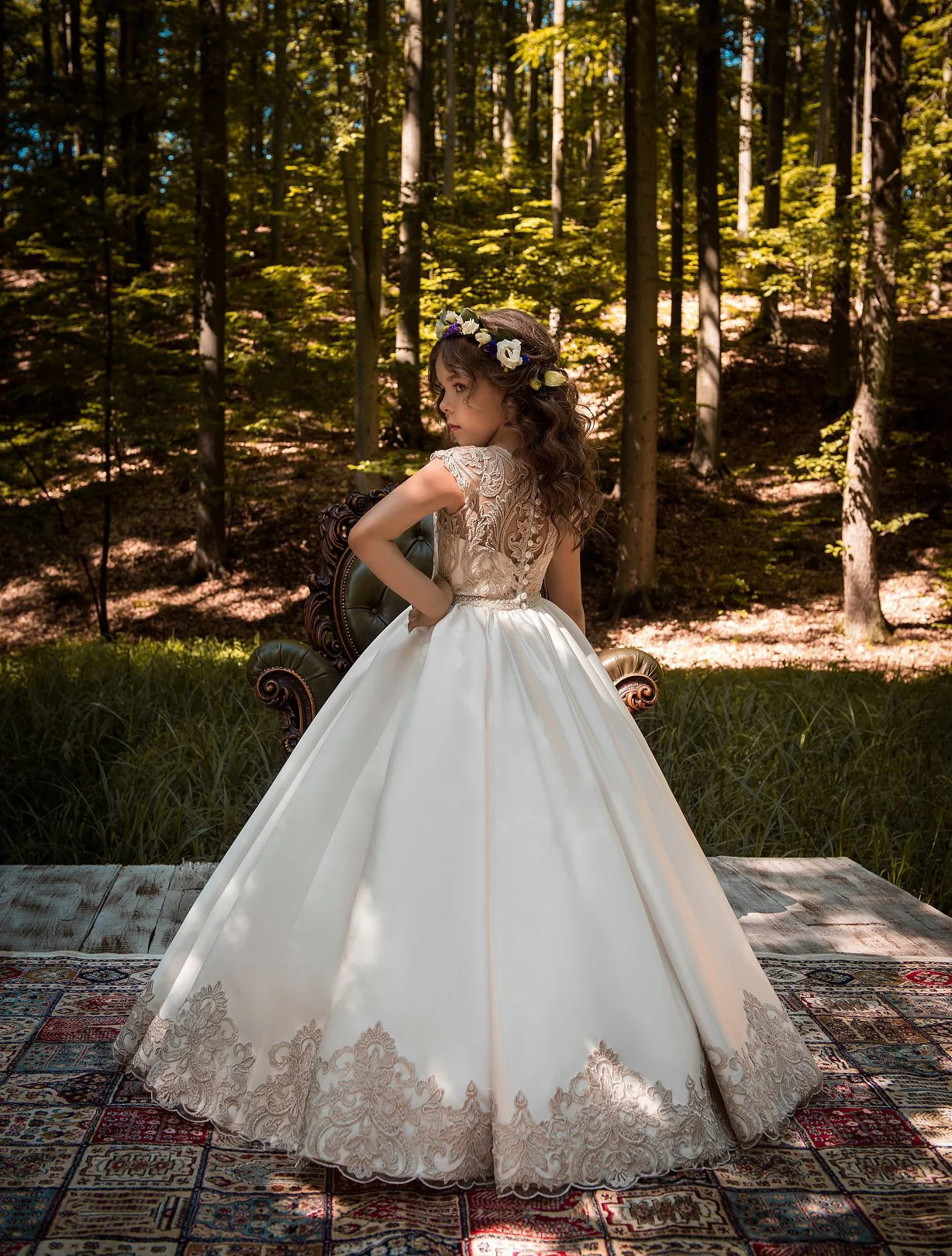Vestidos elegantes de cetim para meninas, vestidos para casamento, sem mangas, apliques, vestido de princesa, casamentos, primeira comunhão, concurso, aniversário