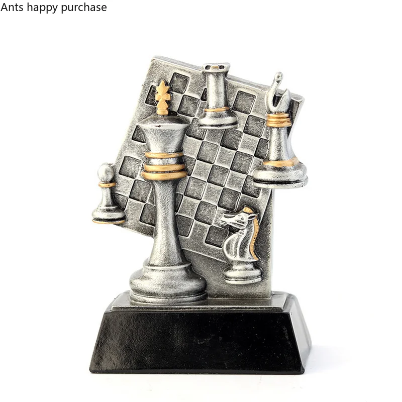 Chess Trophy Resin Ornament Decoration Crafts Figurines Display Knickknacks Exhibit Sculpture Statue Home Decor Accessories