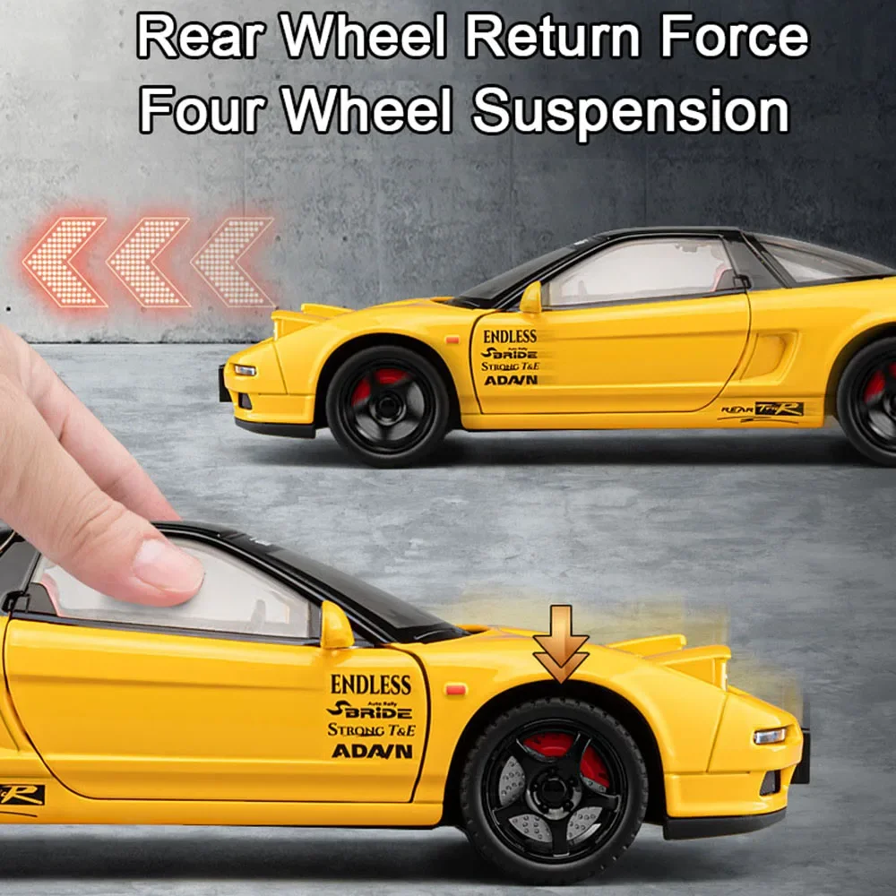 1:22 Honda Acura NSX NA1 Legierung Supercar Modell Spielzeug Diecast Miniatur Fahrzeuge Türen Geöffnet Sound Licht Zurückziehen Sammlung Geschenke