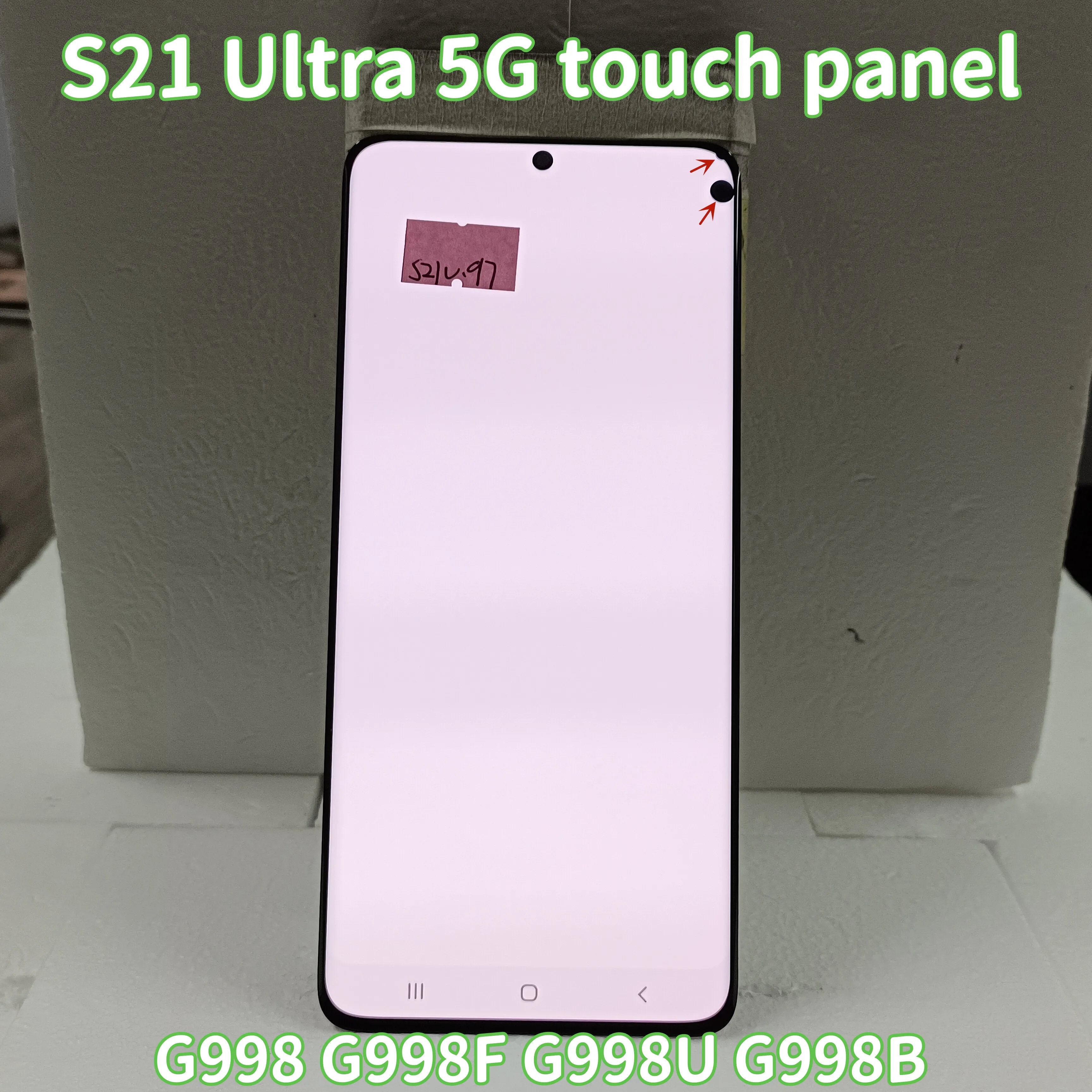 For Samsung Galaxy S21 Ultra 5G Lcd G998 G998U G998F/DS No Frame Display Touch Screen Digitizer LCD G998B With line or dots