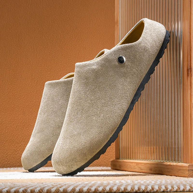

Fashion Slippers for Men Closed-toe Suede Slip Ons Shoes 2026 New Design Mens Casual Flats Loafers Comfortable Walking Shoes