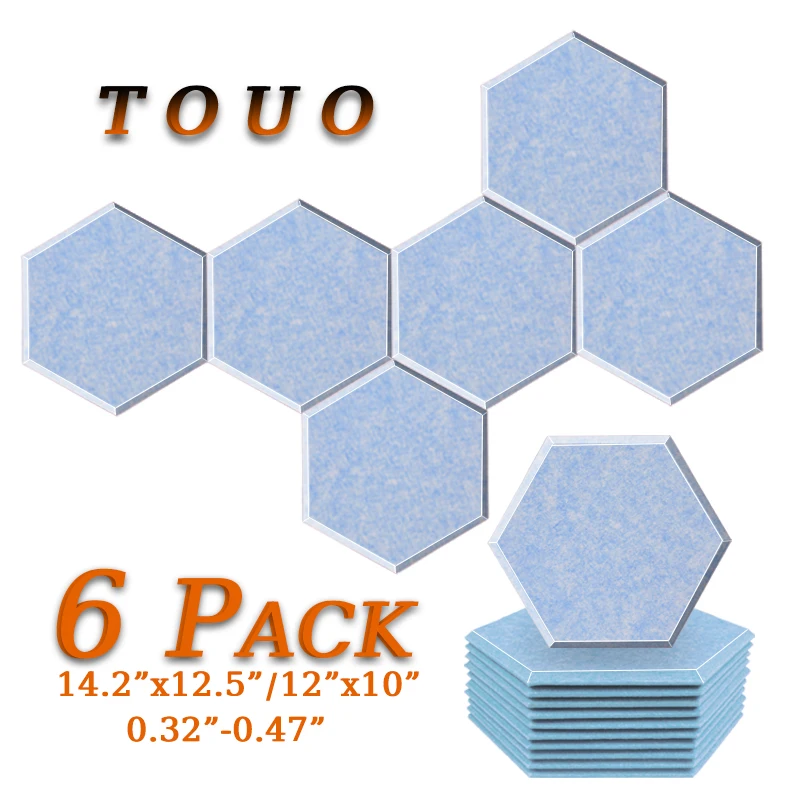 

TOUO Soundproofing Panels Noise Absorbing Home Deco 6 Pcs Acoustic Panels High Density Sound Insulation Wall Panel