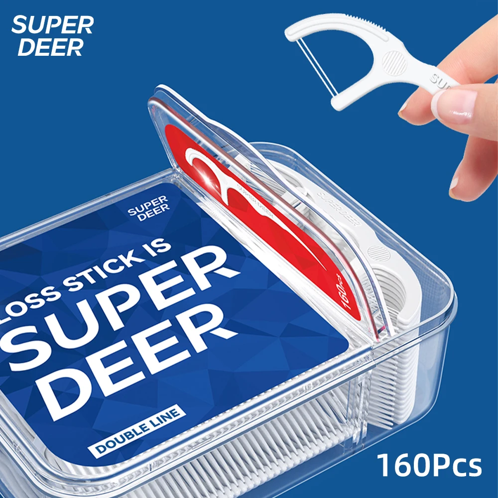 

160 шт. одноразовые двухлинейные зубные нити с коробкой для хранения | Зубочистки для глубокой очистки бытового ухода за полостью рта