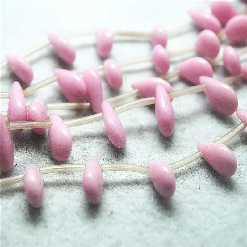 22PCS Hot New Pink Jade Stone Beads Teardrop Shape 10X17MM For Women Necklace Making Accessories