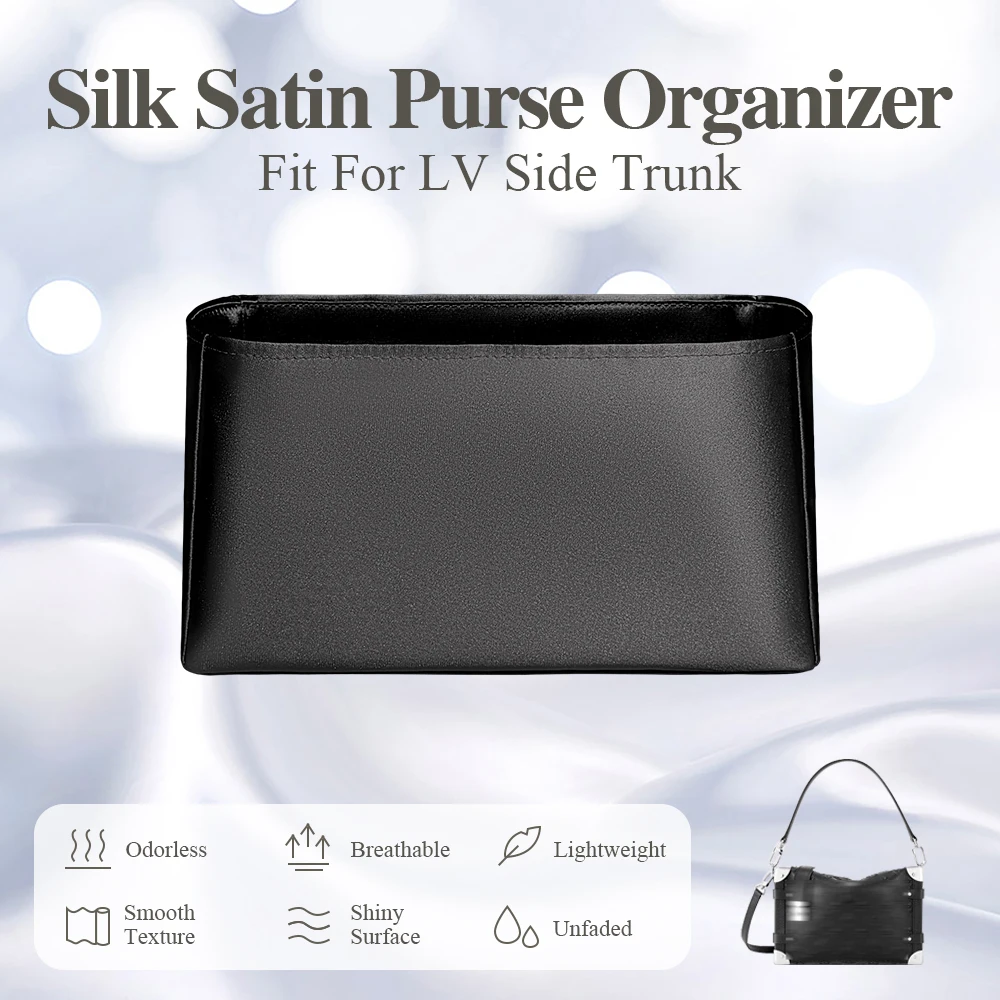 

Silk Satin Purse Organizer Insert Fit for LV Side Trunk Handbag Small Inside Bag Storage Bag Multiple Pockets Liner Bag Insert