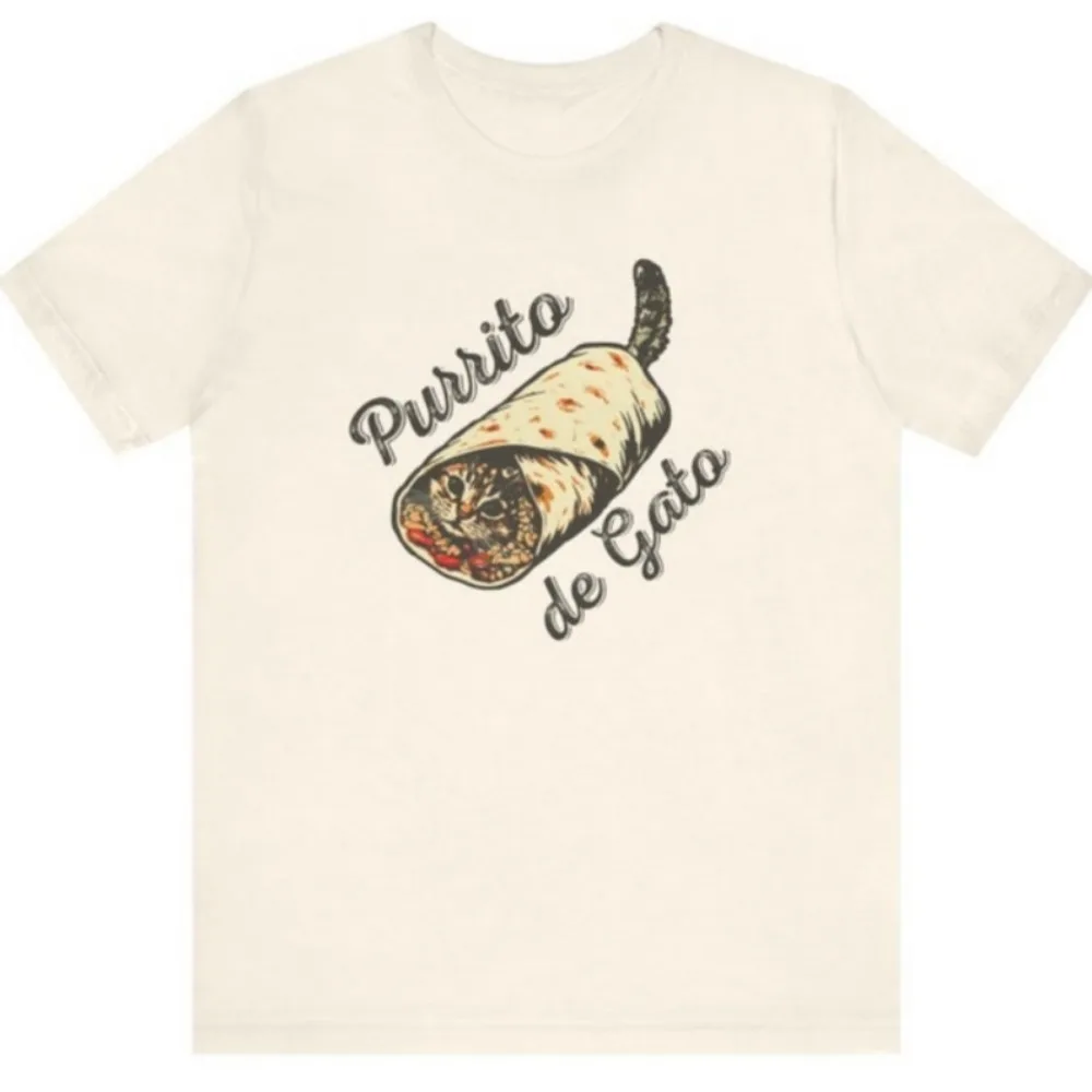 Camiseta De Purrito De Gato, camiseta divertida De gato, camiseta De Burrito para hombres y mujeres, camiseta De comida mexicana Unisex, camisetas De gato bonitas, ropa Y2k