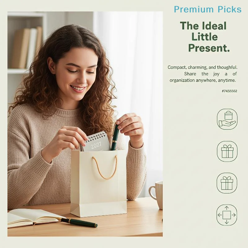 portable1Pcs 2027 Mini Desktop Calendar Coil Standing Flip Design Portable Planner for Home Office School Time Arrangement
