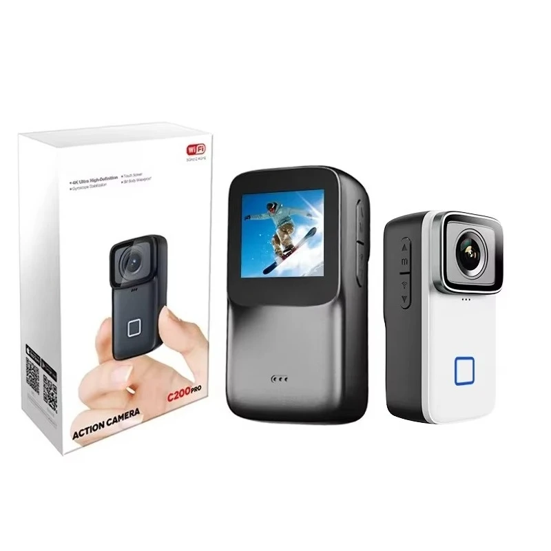 

For C200 Pro 4K Portable Action Camera 5M Waterproof Body FHD 6-Axis GYRO Video 5G WiFi Night Vision Sports DV MicroSD Med