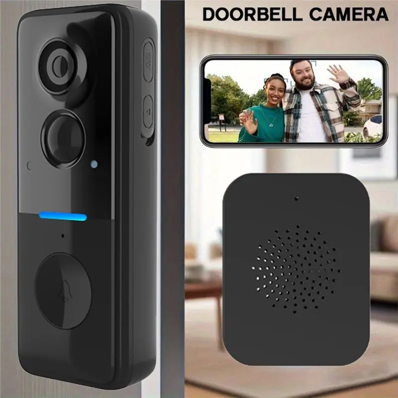 【RECOMENDAR】Battery-Powered Doorbell Camera Dual Time Announcement, High-Definition Recording, Two-Way Audio, Night Vision Smart