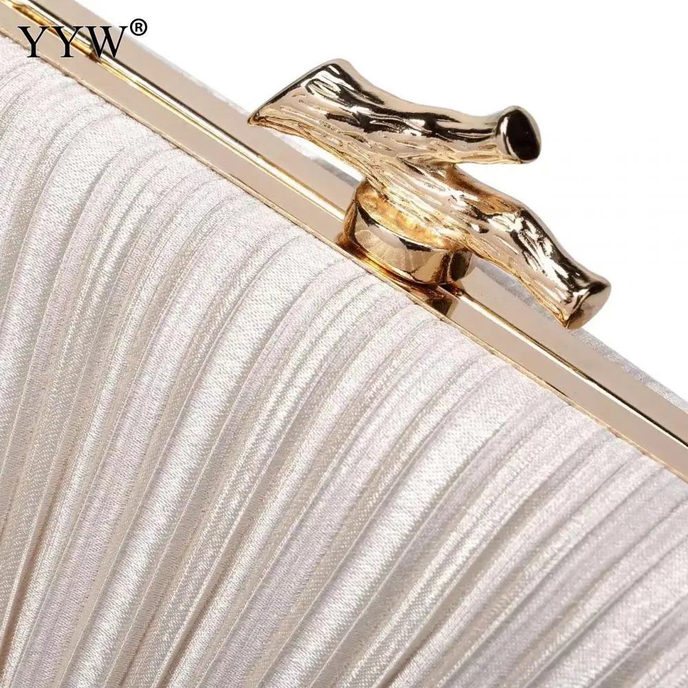 Fashion Women Elegant Luxury Satin Pleated Evening Bag 2023 Designer Shoulder Bags Female Wedding Party Clutch Purse And Handbag