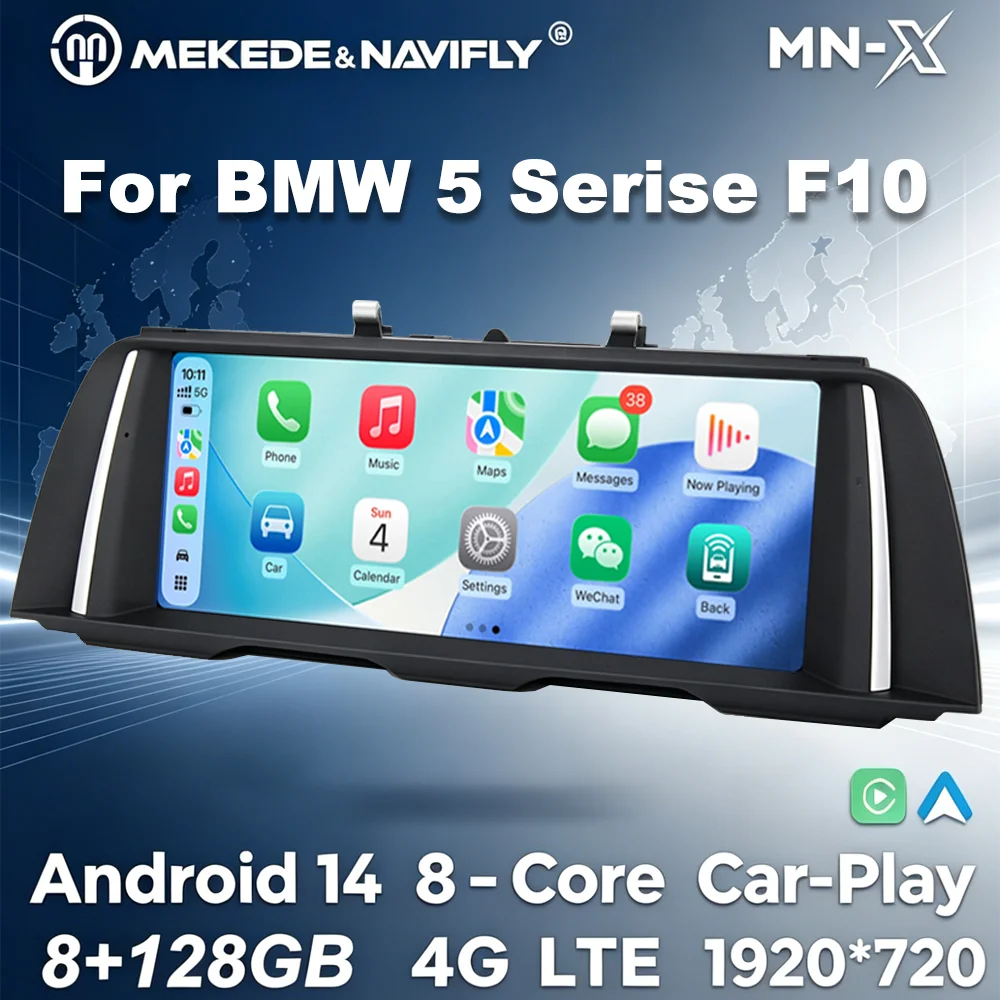 MEKEDE EU-Lager Android 14 10,25 Zoll Touchscreen Kabelloses CarPlay Android Auto 8-Kern 2 Din Autoradio für BMW 5er F10 F11 2011-2016 CIC NBT GPS-Navigation FM Audio Stereo Zentraler