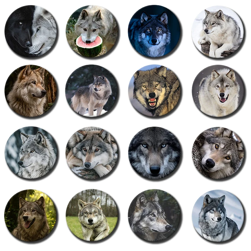 Wolf 58mm Handmade Pins Round Brooch Badge Backpacks Clothes Jewelry Gifts