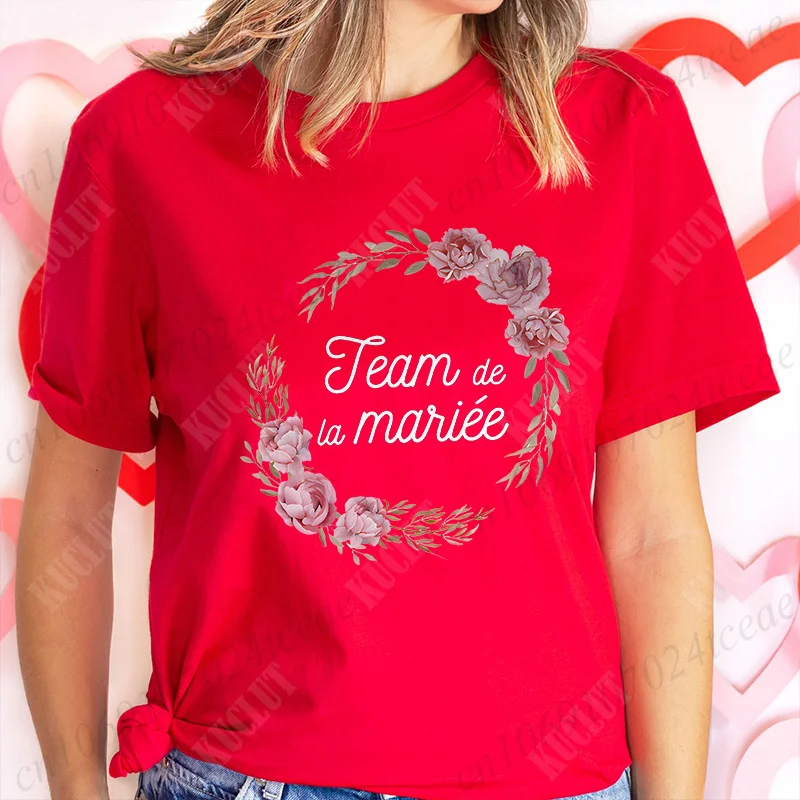 Girls Single Farewell Bachelorette Party Evjf Tops Team Future Bride T-Shirt Short Sleeved Tee French Women Bridal Wedding Shirt image 5