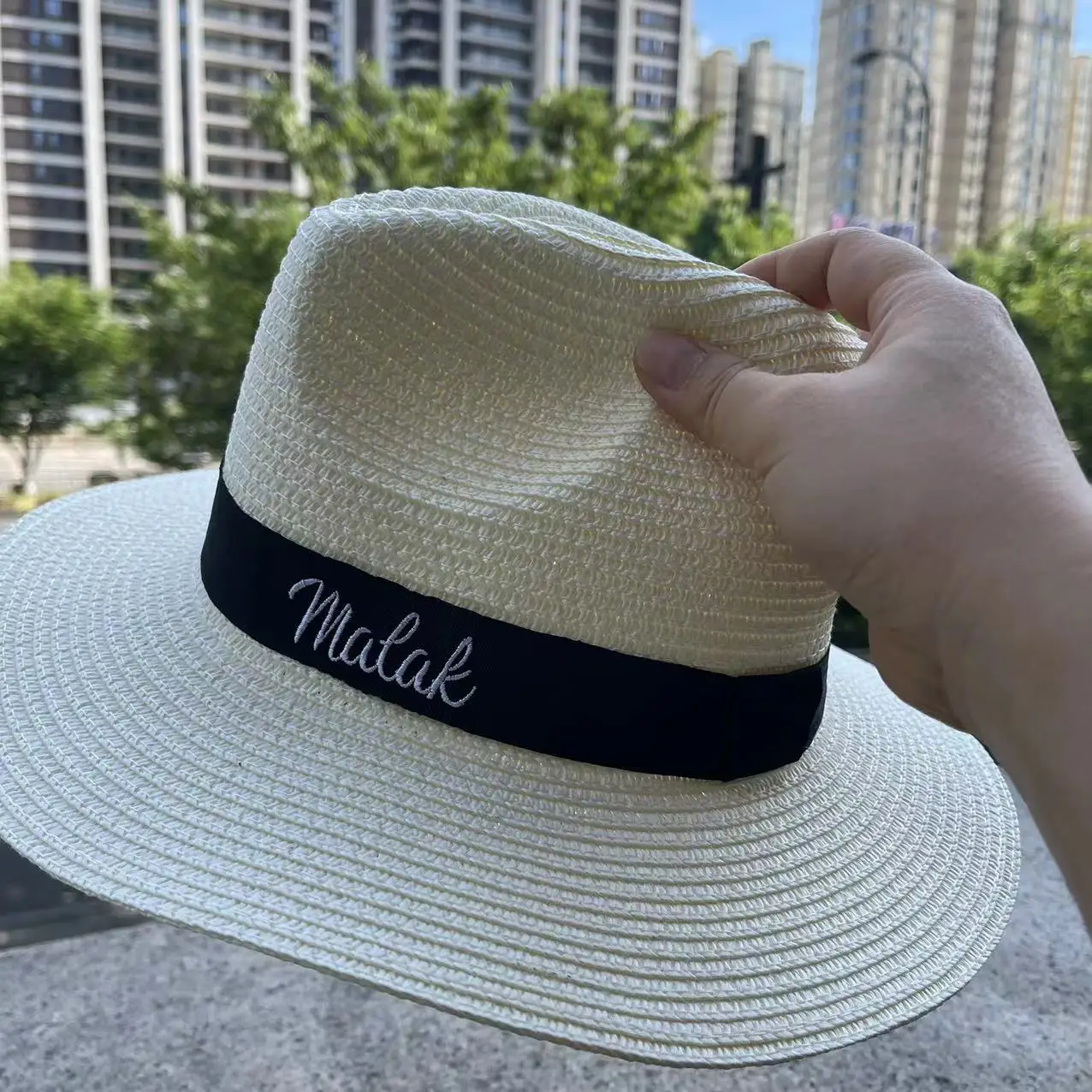 Volný doprava personalizované vyšívané boater čepice léto čepice - široký krempou léto čepice výšivka nestandartní monogram sláma fedora core čepice