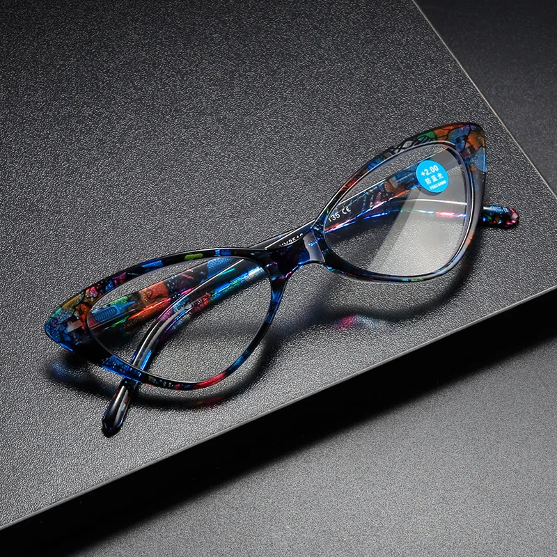 Seemfly Anti-blue light Floral Reading Glasses Fashion Printing Presbyopia Eyeglasses Glassware With Degree +1 +1.5 +2 +2.5 +4