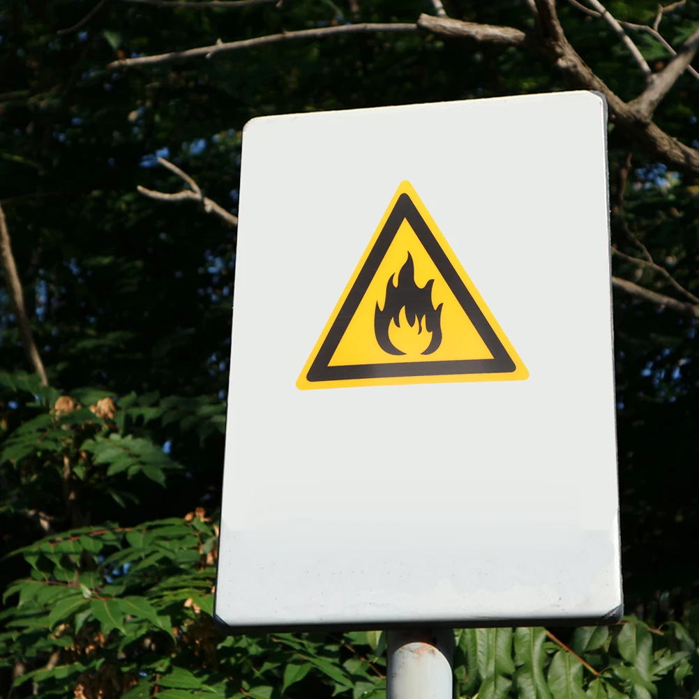 2pcs Warning Decal Fire Safety Sign Plastic Caution Sticker Adhesive Sign For Outdoor