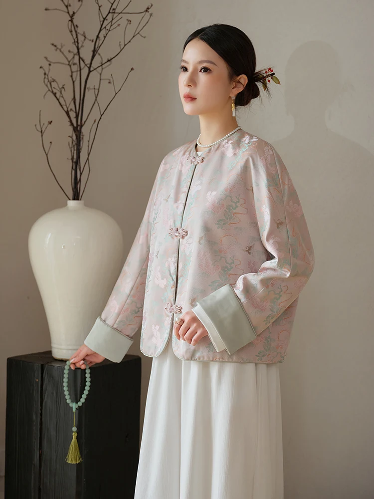 

New Chinese Sle Song Jin Women's Jaet Faionable Winter Outerwear Gentle Wind Coat Loose Fit Long Sve round...