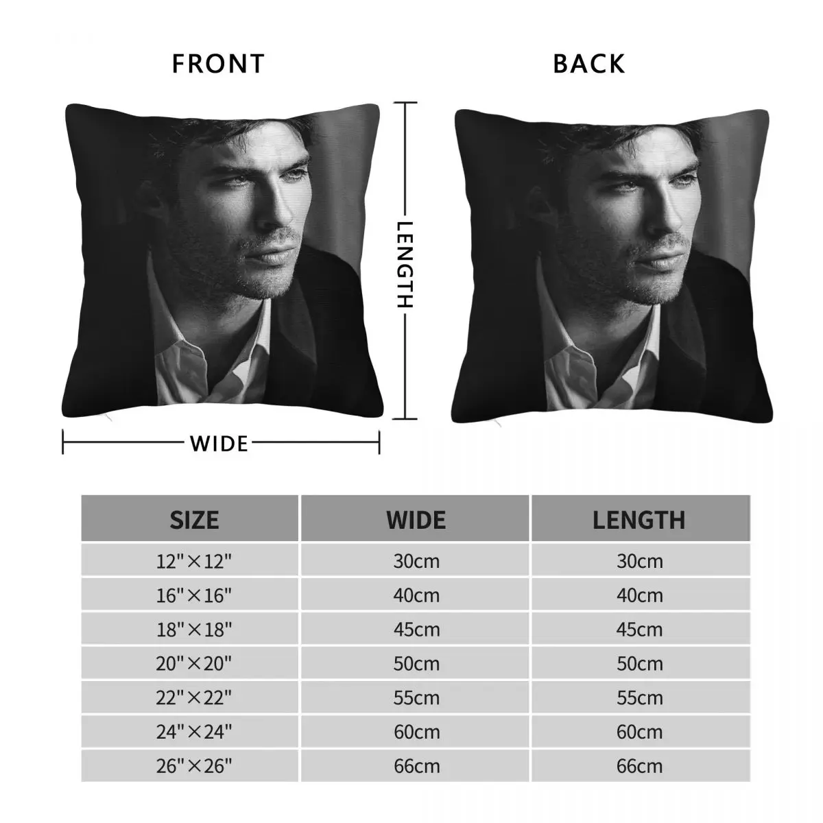 Ian Somerhalder Square Pillowcase Polyester Linen Velvet Pattern Zip Decorative Pillow Case Home Cushion Cover