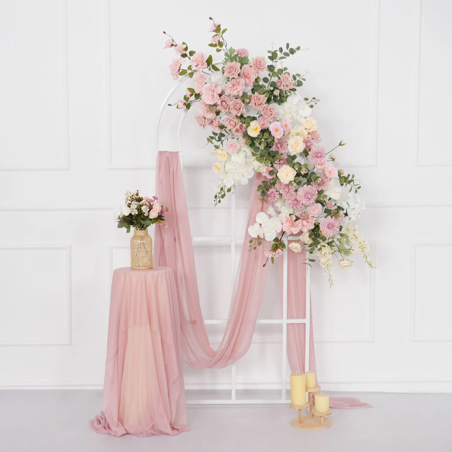 

150cm Luxury Pink Rose Garland Row Artificial Flower Runner for Wedding Backdrop Wall Arch Party Stage Floral Decor