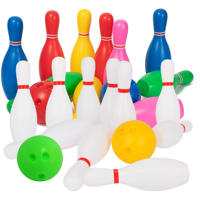 Bowling-Set, Kunststofffarbe, 2 Bälle und 10 Pins, Bowling-Spiele, Outdoor-Sport, Indoor-Übungsball, Gutterball, lustiges Bowling-Set TMZ – Detail 1