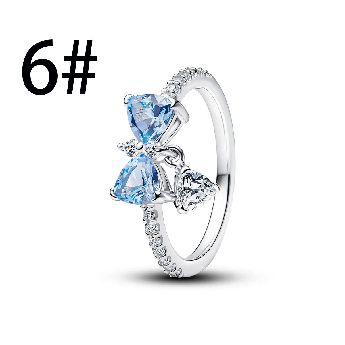 Original 925 Sterling Silver Charms Pendant Blue Bow Set