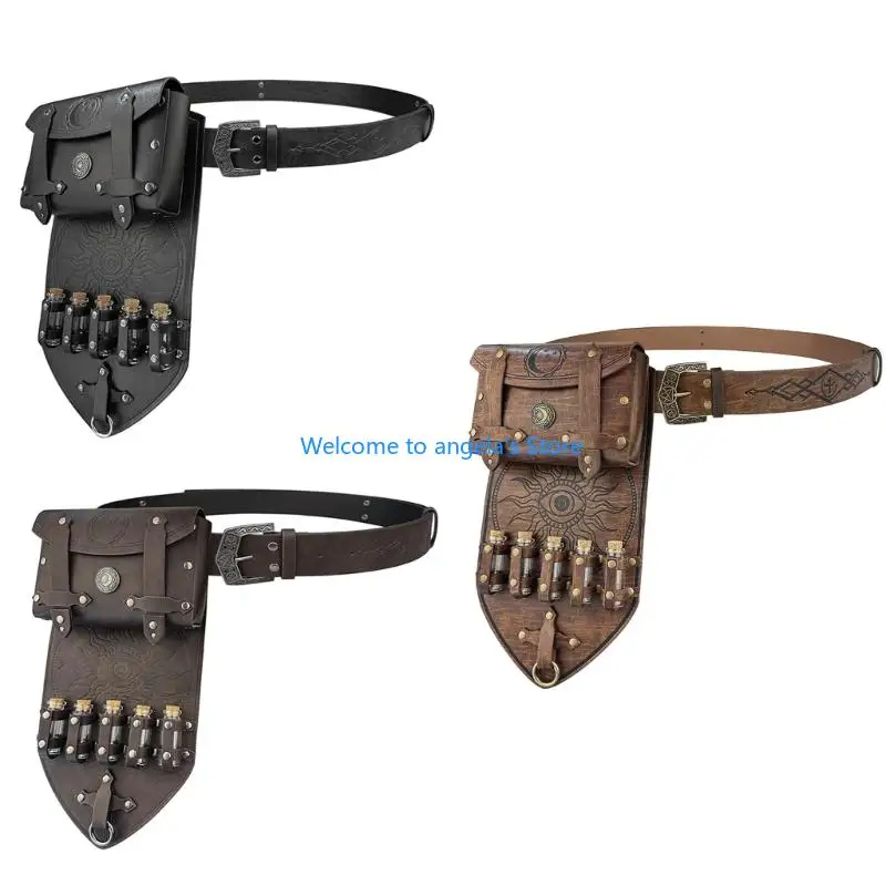 

X4YC Универсальный средневековый кожаный ремень Костюм Прочный кожаный ремень Индивидуальность