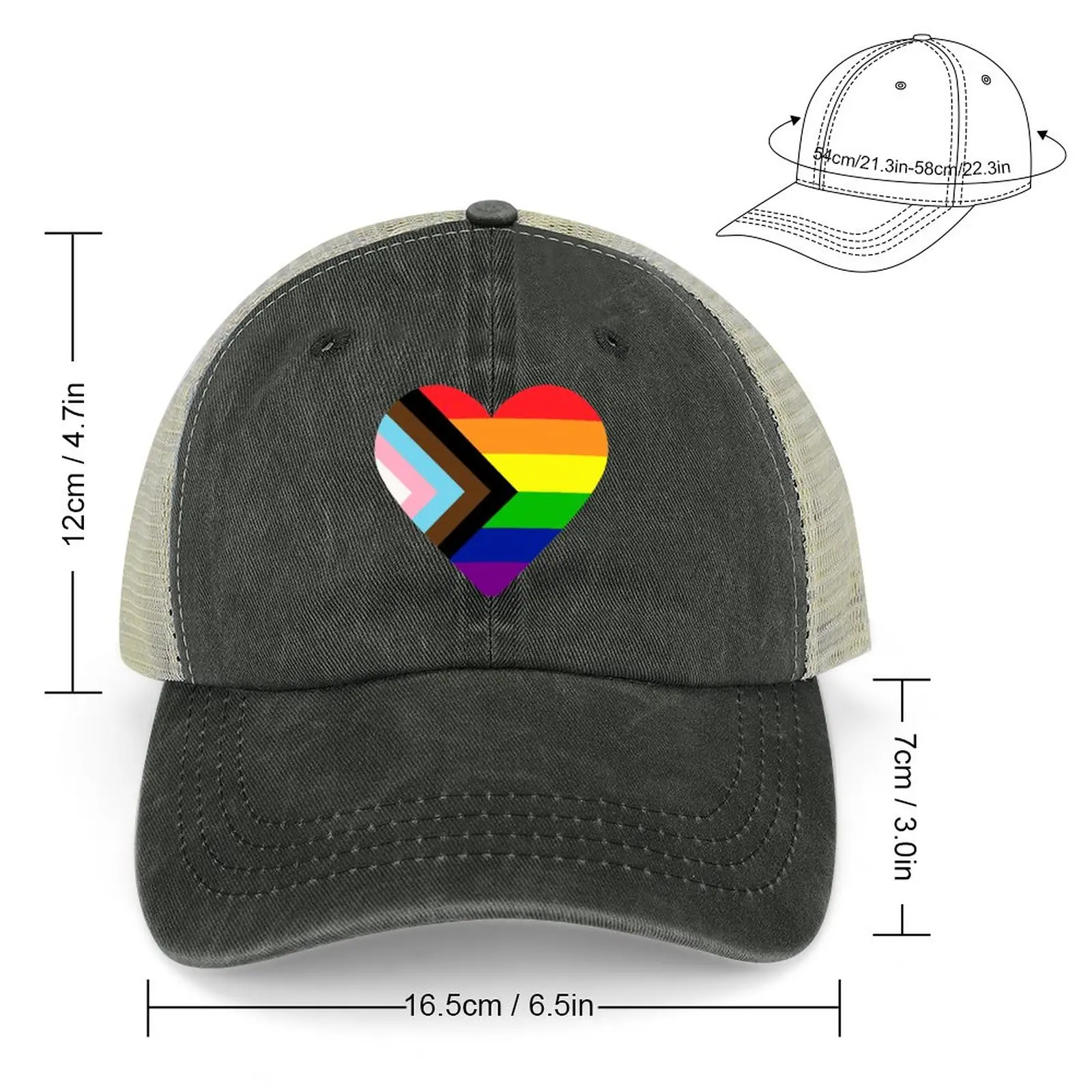 Progress Pride Flag Heart Cowboy Hat Sports Caps Horse Hat Designer Man Hat Women'S