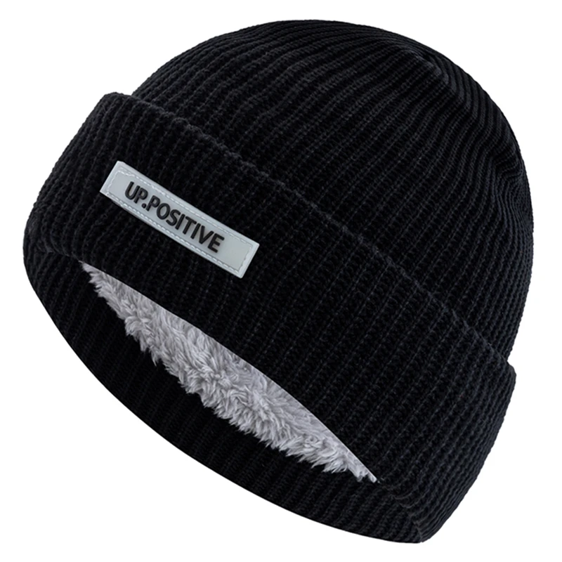 Heißer Verkauf Unisex Täglichen Beanie Hut Plüsch Pelz Gefüttert Winter Hüte Für Männer Frauen Warm Halten Gestrickte Hut Fashion Solid Ski Winter kappe