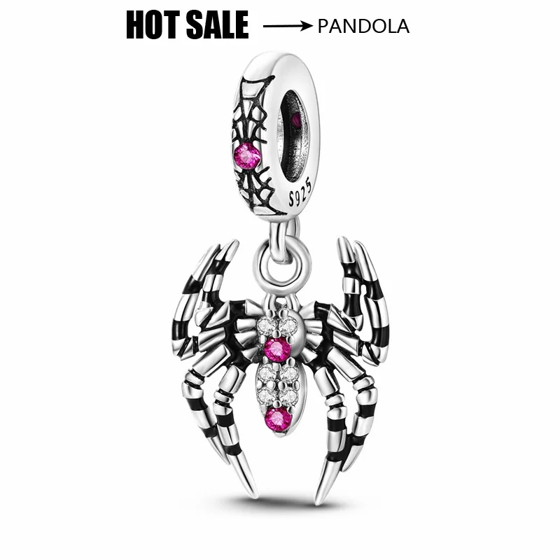 925 Silver Magic Spider Pendant Zircon Charm Bead Suitable for Pandora Original Ladies DIY Bracelet Exquisite Jewelry Gifts