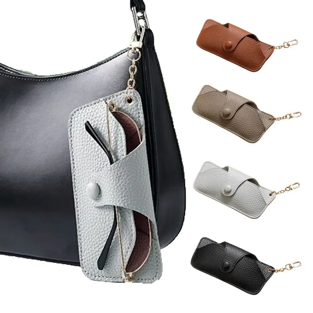 

For Women With Keychain PU Leather Eyewear Holder Eyeglasses Protective Box Leather Glasses Case Hanging Sunglasses Bag