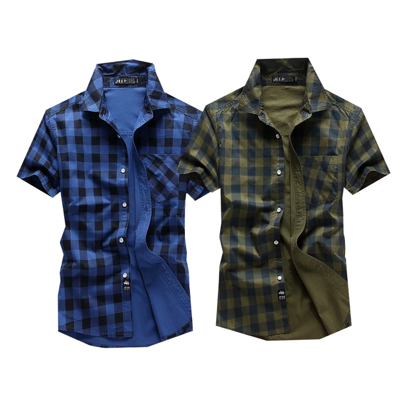 Pure Cotton Men's Plaid Shirt Long Sleeve Regular Fit Men Casual Oversized Shirt Leisure Autumn Male Blouse New Plus Size