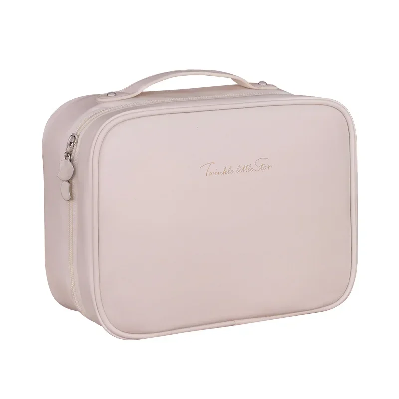 Makeup Bag PU Leather Double Layer Clear Cosmetic Bag Large Capacity Luxury Cosmetics Organizer Women\'s Travel Essentials