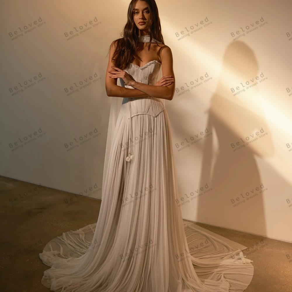 

Graceful Wedding Dresses A Line Chiffon Bridal Gowns Sleeveless Backless Robes For Formal Party Vestidos De Novia Customized