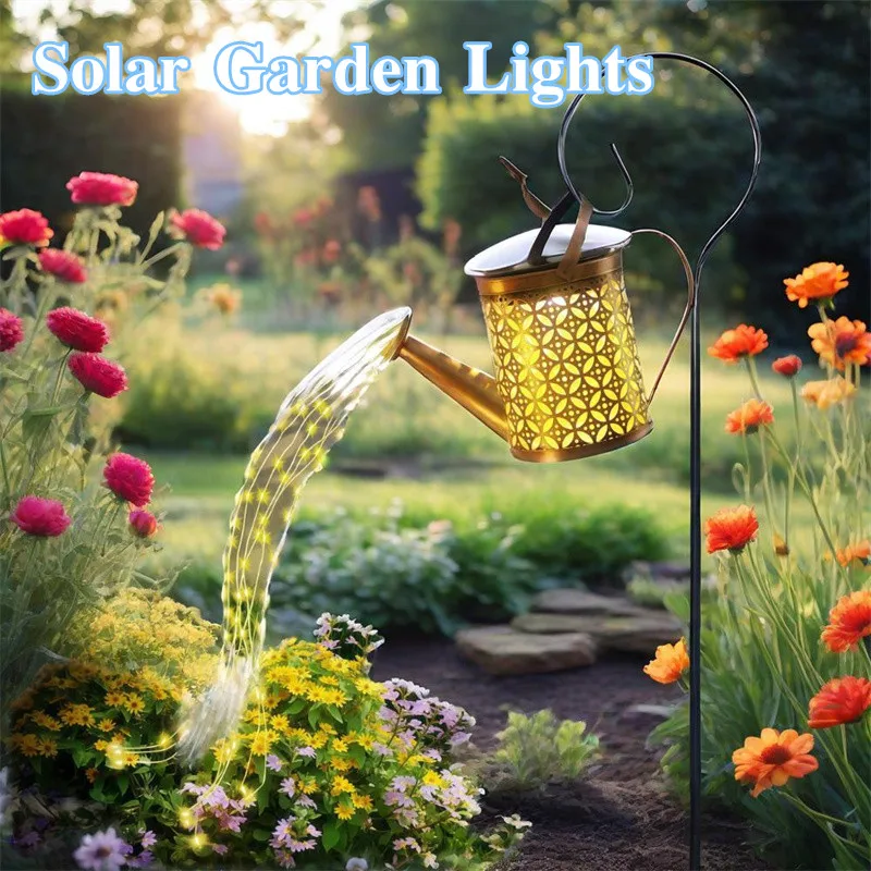 

Solar Garden Lights Solar Watering Can with Light Outdoor Yard Decro Solar Lighting Waterproof Hanging Lantern Path Lawn Lamp