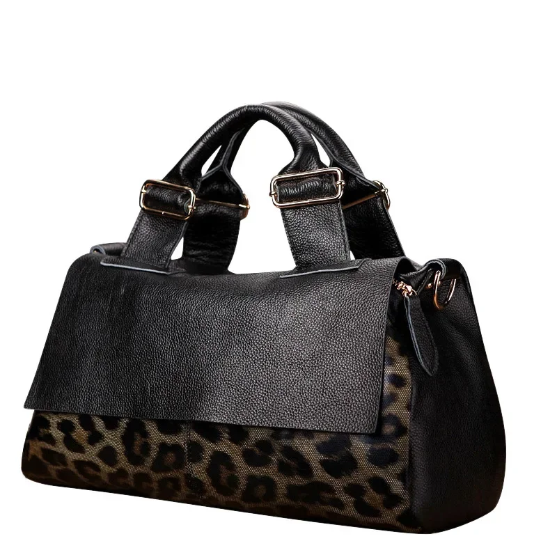 2023 Fashion Leopard Women Handbags Genuine Leather Ladies Shoulder Bags Female Brand Luxury Real Natural Leather Crossbody Bag