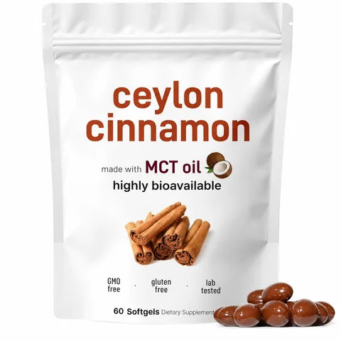 Ceylon Cinnamon Softgels with MCT Oil, Energy Heart & Metabolism Support, Astaxanthin Supplement, Non-GMO, 60 Softgels
