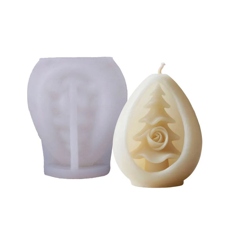Boule d'arbre de noël bougie parfumée moule en Silicone bricolage creux arbre de noël Rose bougie faisant des fournitures décoration de noël