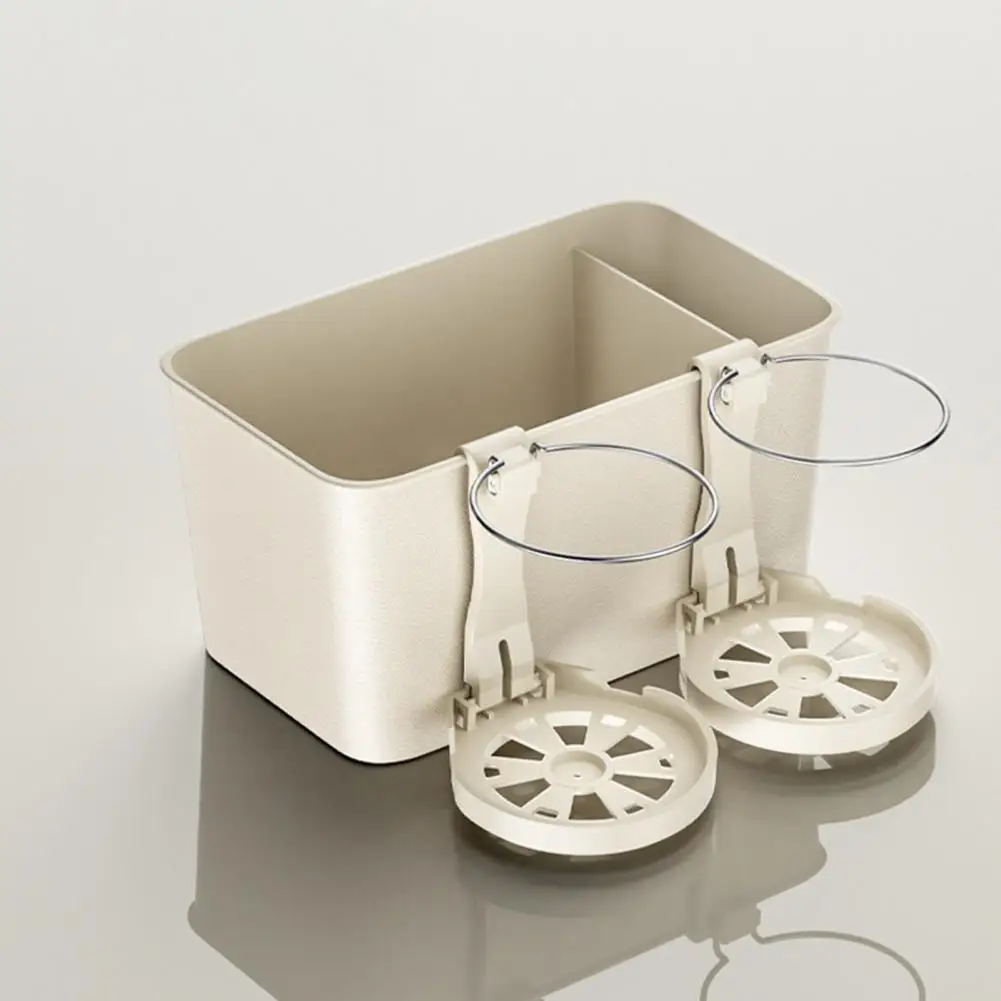

Car Tidy Storage Box Versatile Car Storage Box with Dual Cup Holders Organize Glassware Towels This Multifunctional Storing