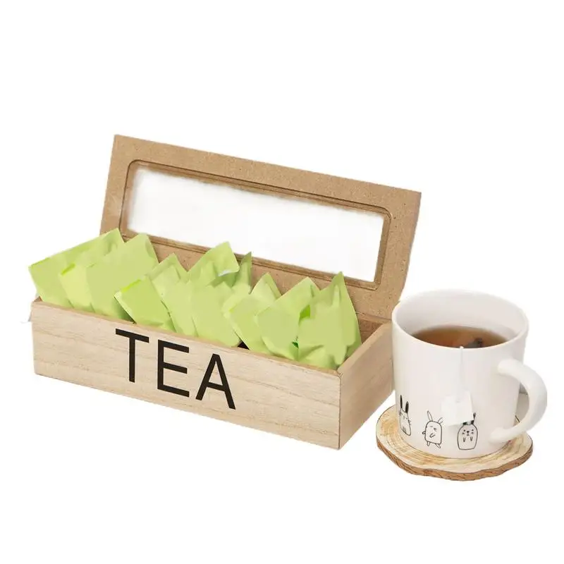 

Tea Bag Holder Container Tabletop Divided Wooden Container 3 Compartments Tea Packet Box For Storing Tea Money And Other Small