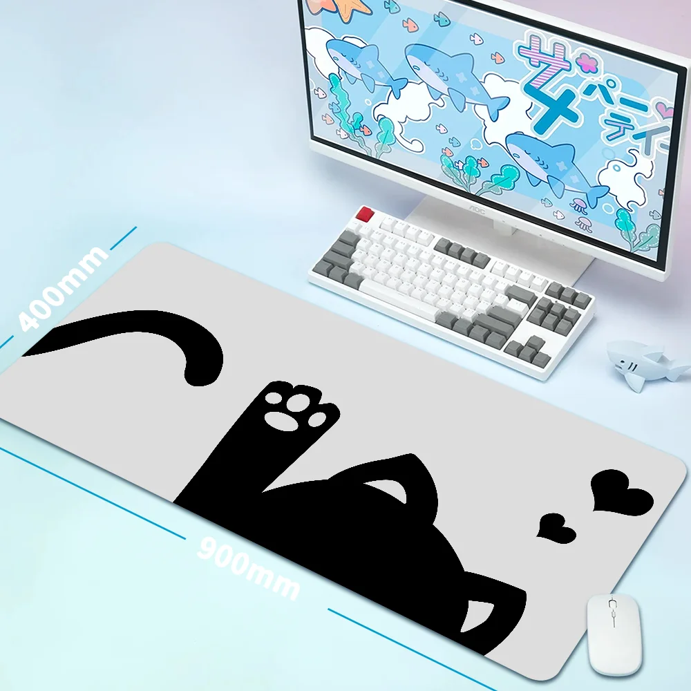 

Kawaii Black Cat Durable Extended Desk mat Mouse pad Non-slip Lager size hot sale mousepad HD print Desktop Cute Expansion pad