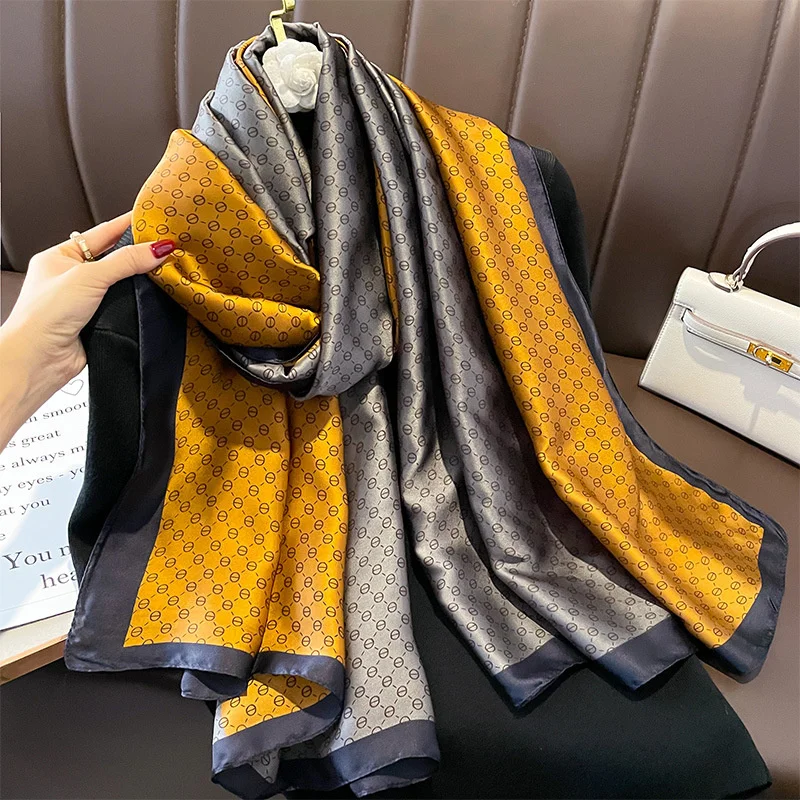 180*90cm Luxury Brand Women Summer Silk Scarves Shawl Lady Wrap Soft Female Europe Designer Beach Bandanna foulard muffler pareo