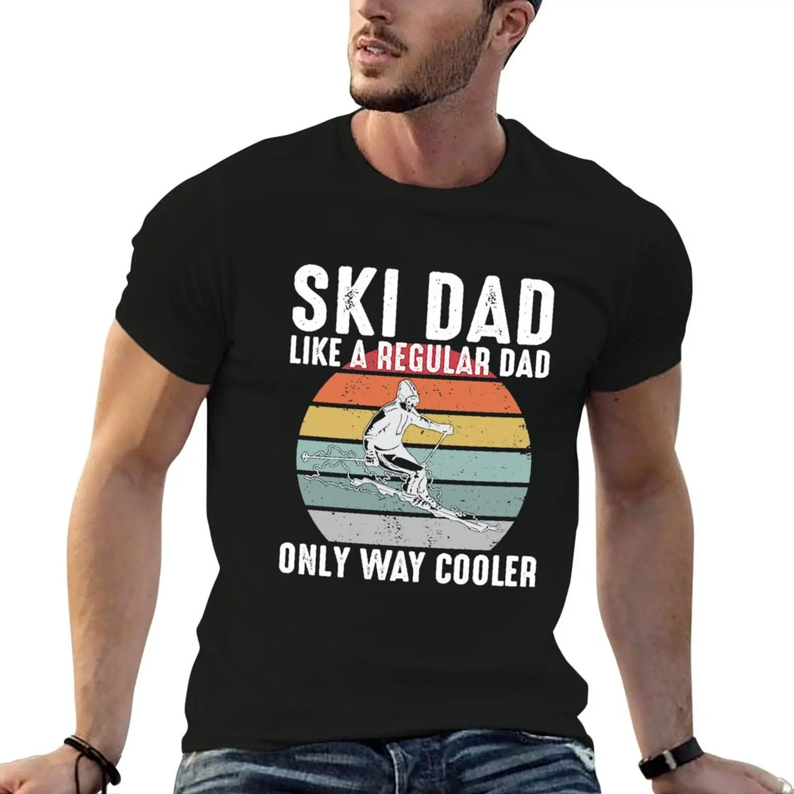Ski Dad Like A Regular Dad Only Way Cooler Skiing T-Shirt man t shirts graphic man t shirts high quality luxury brand T-Shirt