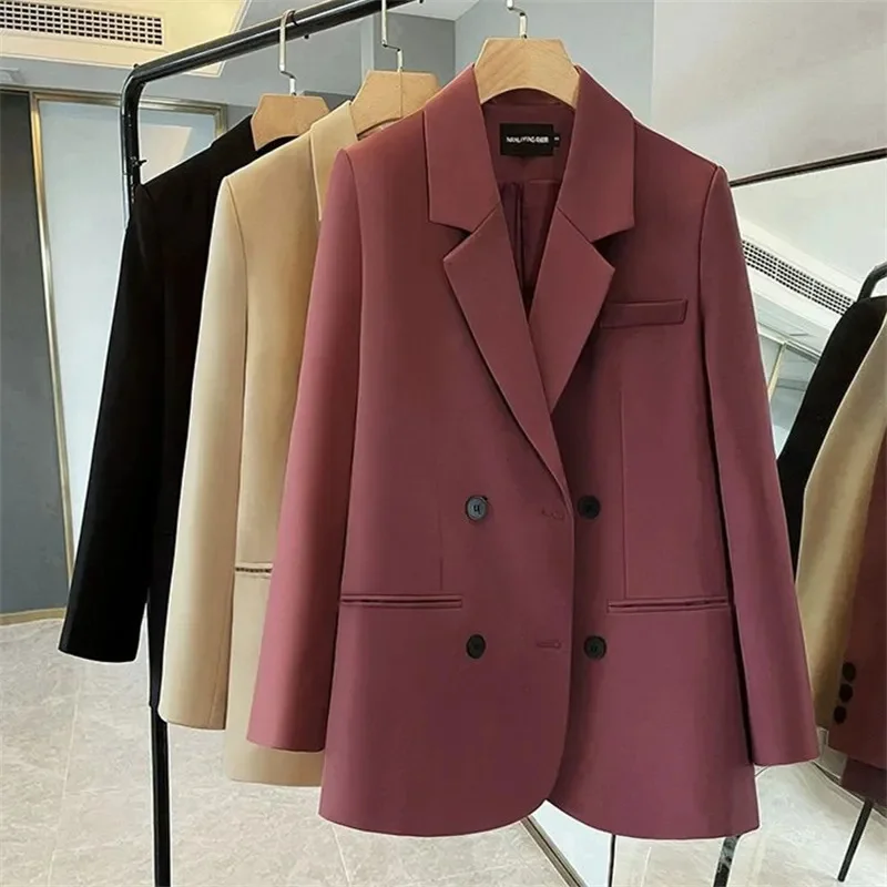 Vintage Lining Jacket For Women Blazer Light Luxury High-End Suit Jacket For Women 2024 New Casual Loose Temperament Coffee Colo