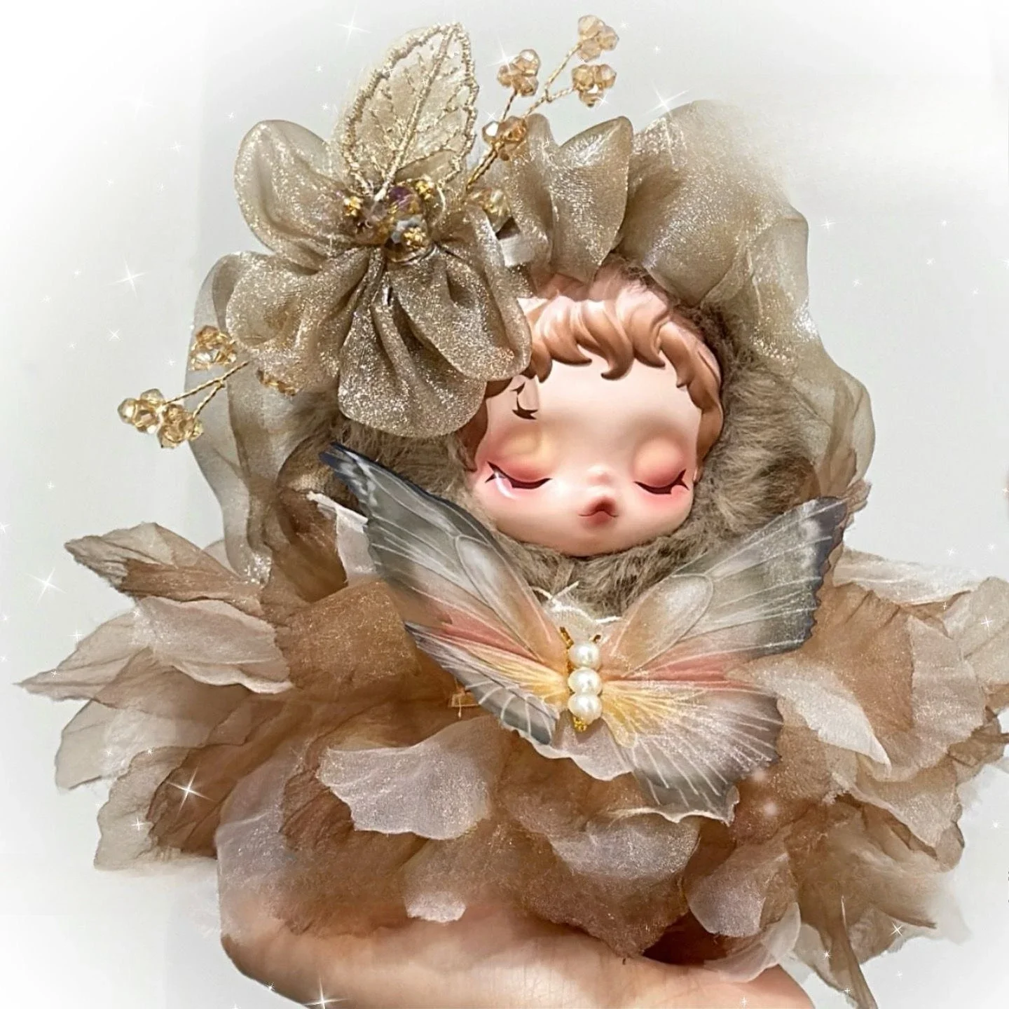 Vêtements de poupée pour Skullpanda, tissage léger, jupe féerique exquise, fleur papillon, ensemble d'anneaux de cheveux, accessoires de remplacement