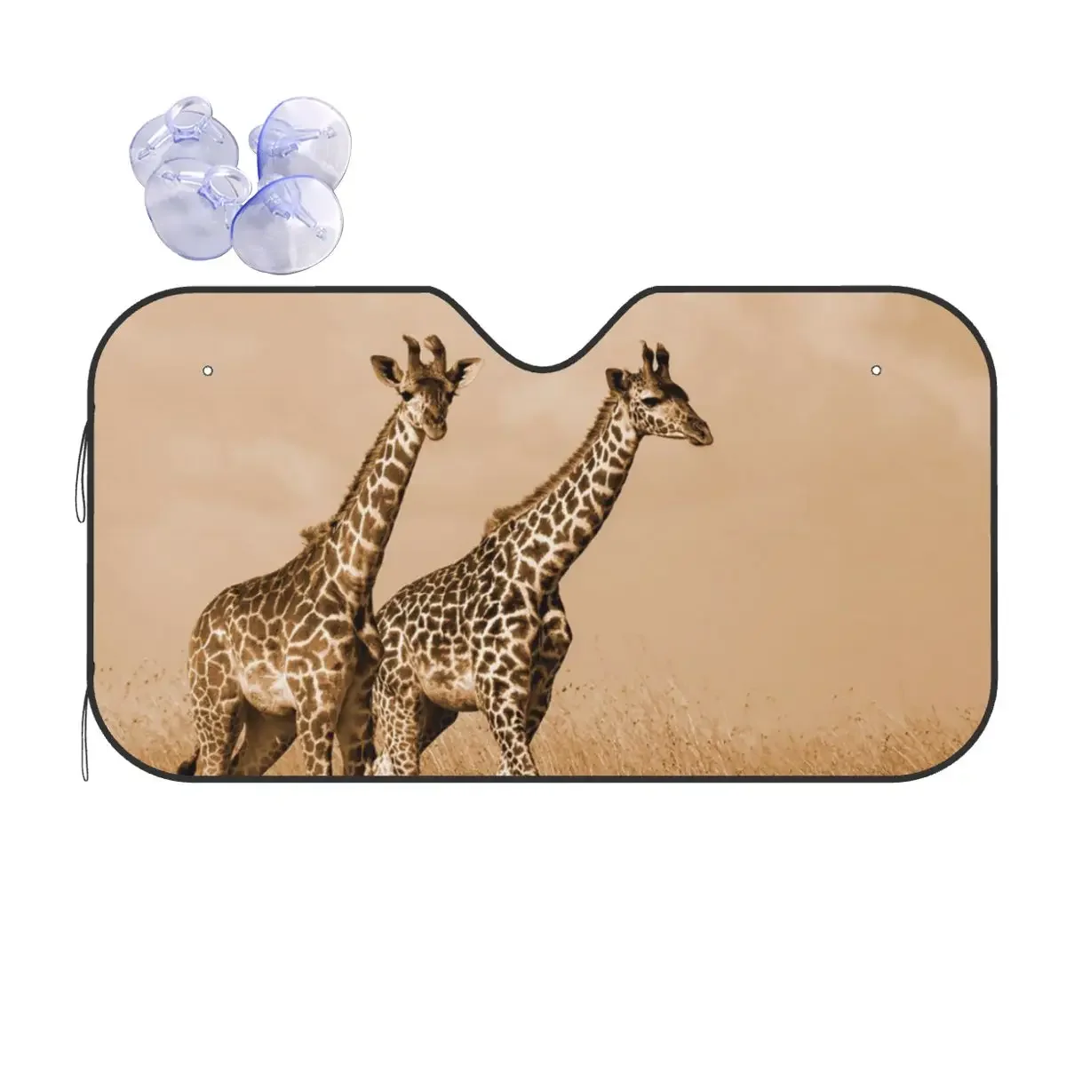 Two Giraffe Novelty Sunshade Windscreen 76x140cm Animals Foils Sunshade Visor Accessories Covers