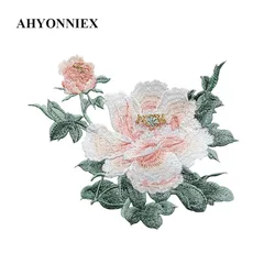 1 Piece Peony Flower Embroidered Patch Iron on Applique Floral Patch for Clothes Fabric Iron to Stick DIY Coat Dress Accessories
