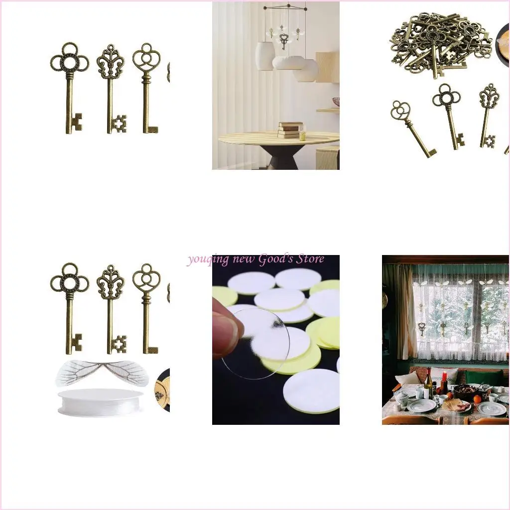 57QA Realistic Flying for Key Charms with 28x Wings Skeleton Keys Decoratio