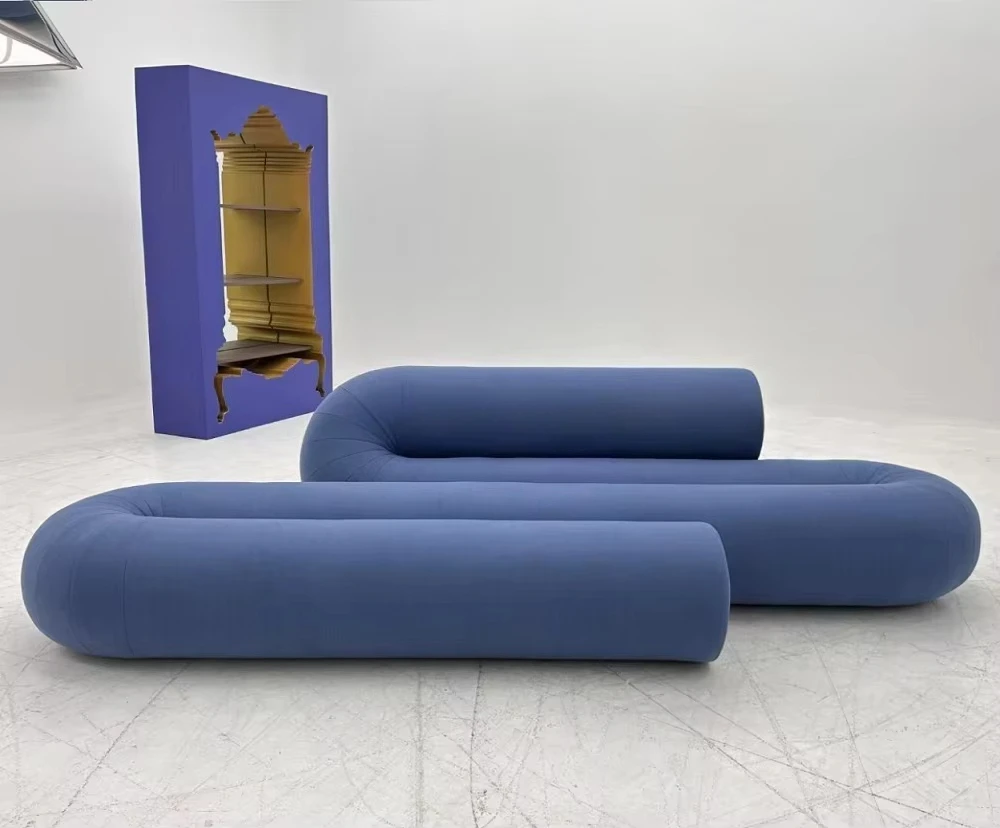 ^Hotel Office Designer Personality Fabric S-shaped Sofa Italian Wool Teddy Velvet Curved Sofa