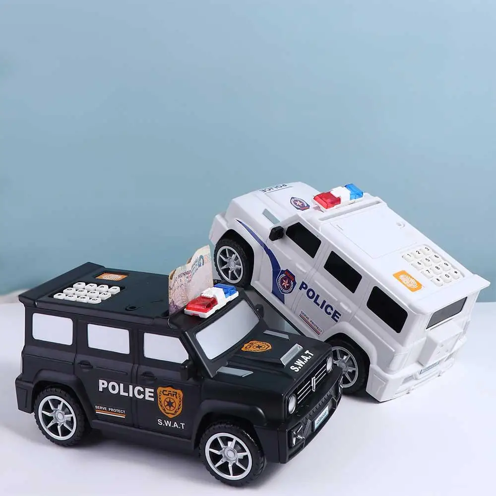 Password Atm Children Toys Cash Coin Can Fingerprint Password Car Model Piggy Bank Swat Car Model Money Saving Box Cash Box