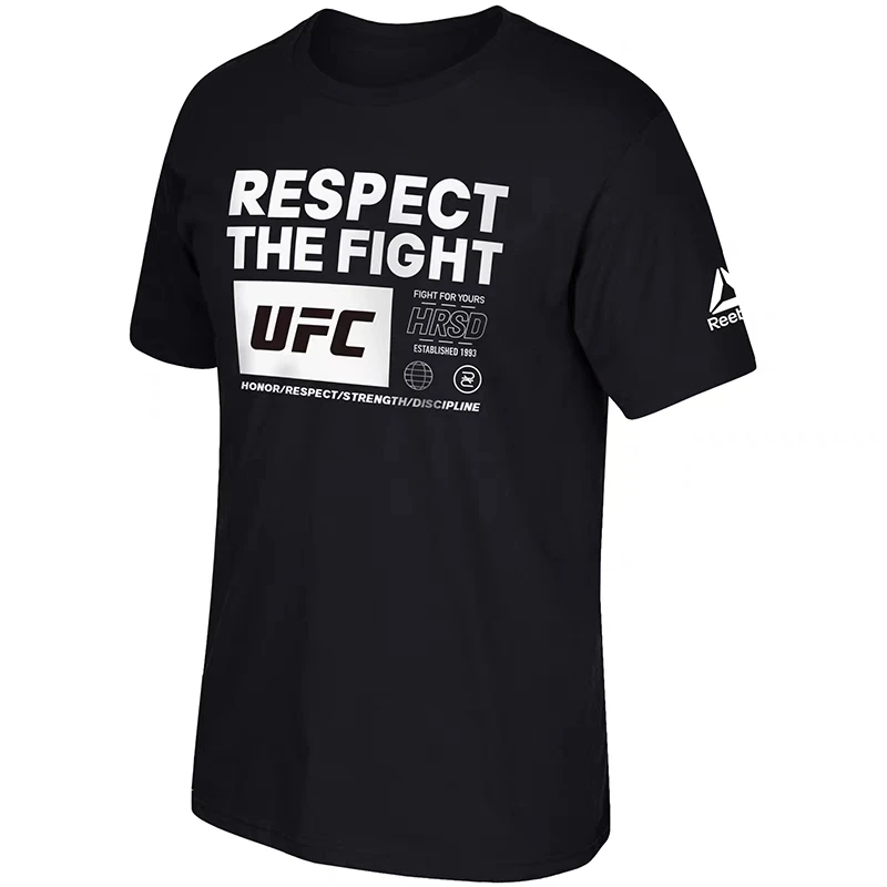 2024 Summer UFC Mixed Martial Arts Boxing Free Combat Martial Arts Short Sleeve Men and Women Pure Cotton Printed Short Sleeve